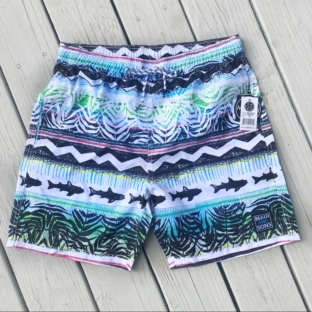 NWT Funky Maui and Sons Swim Trunk